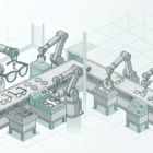 Robotic arms handling eyewear and temples for completing the manufacturing process