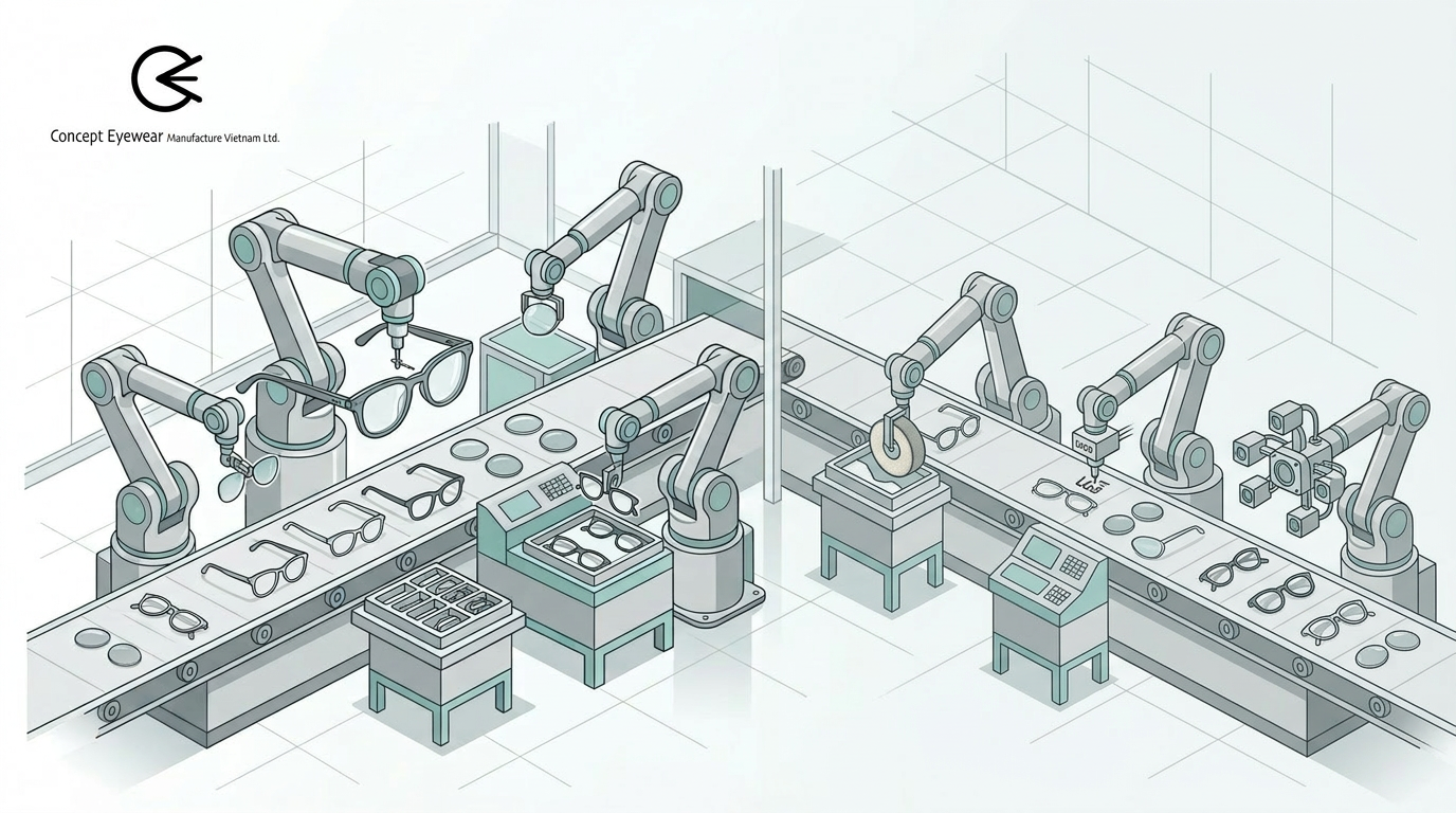 Automated OEM Eyewear Manufacturing in Vietnam- How Robotics Improve Quality for Private Label Brands