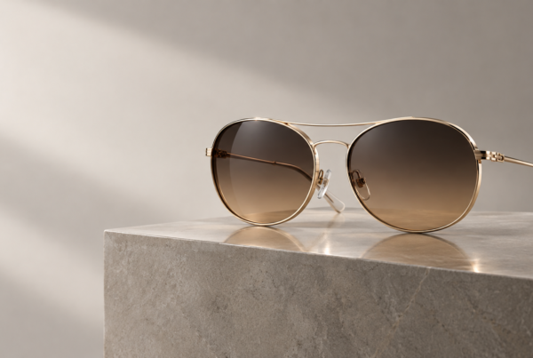 Oversized gold metal sunglasses with gradient brown lenses for 2026 OEM/ODM eyewear collections.
