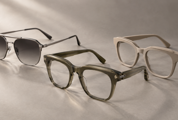 Three statement brow eyewear frames in acetate, metal and injection materials for 2026 OEM/ODM collections.