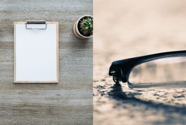 Eyewear US market compliance OEM: checklist clipboard beside unbranded sunglasses and a blank standards specification sheet without logos