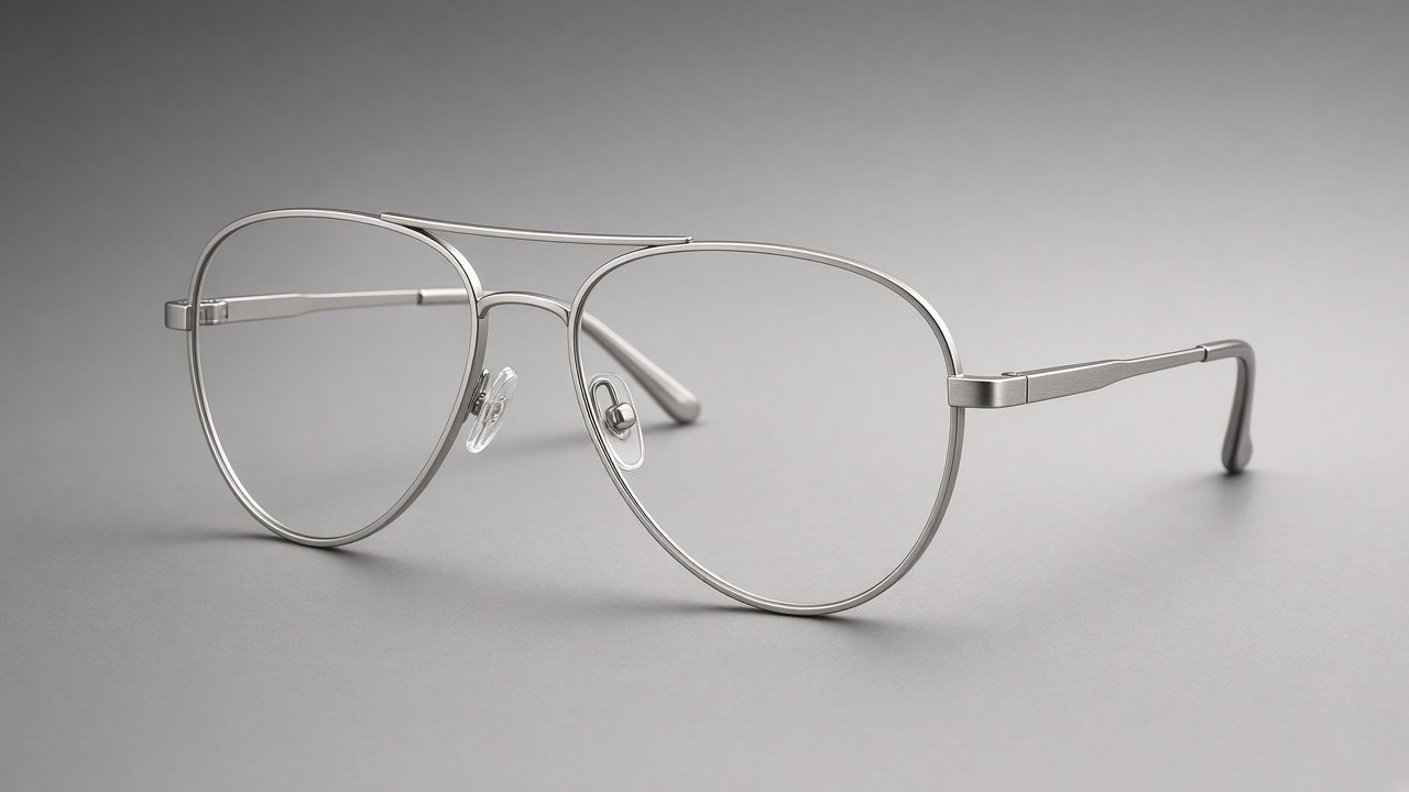 Optical aviator frames: unbranded metal pilot eyeglasses, no logos